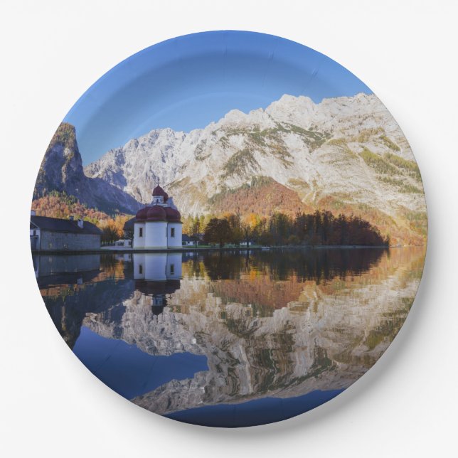 Prato De Papel Igreja de Watzmann Mountain and Bartholomew, Rua (Frente)