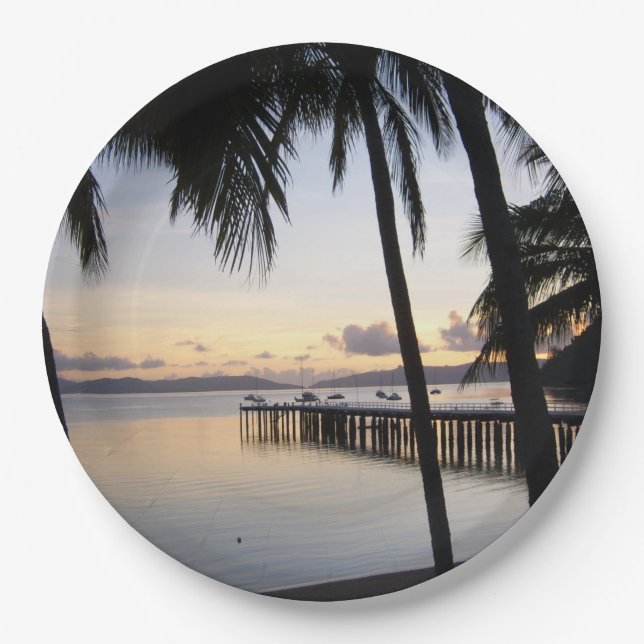 Prato De Papel Ilhas Whitsunday - Placas de papel sunset (Frente)