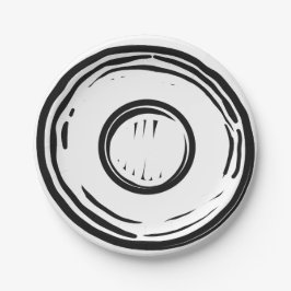 Prato De Papel Ilusão óptica de 2D de preto e branco