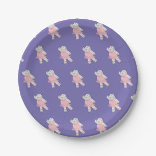 Prato De Papel ilusima Ballerina Hippo Purple