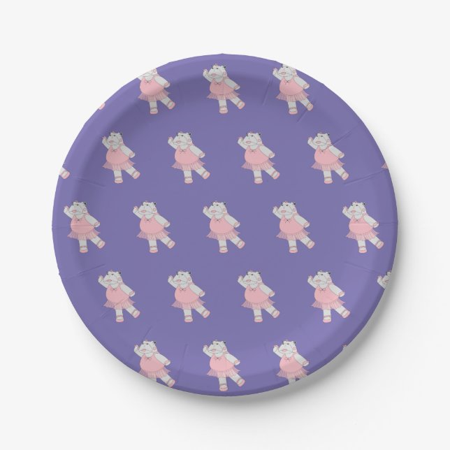 Prato De Papel ilusima Ballerina Hippo Purple (Frente)