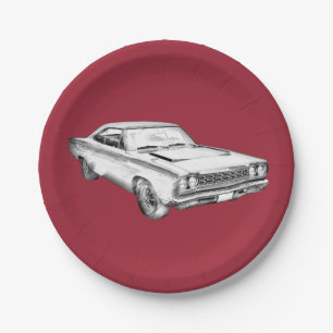 Prato De Papel Ilustração 1968 do carro do músculo do Roadrunn