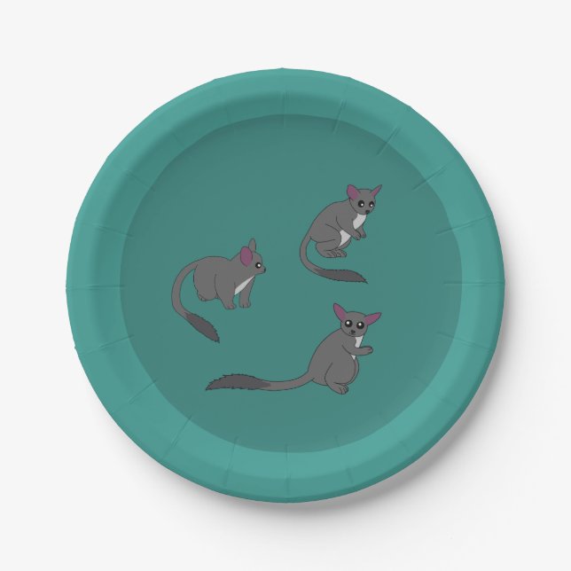 Prato De Papel Ilustração Adorável de Bushbabies  (Frente)