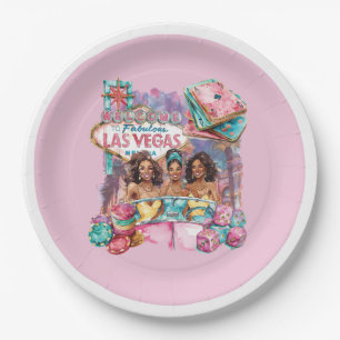 Prato De Papel Ilustração Afro-Girls de Casino de Luxo