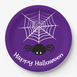 Prato De Papel Ilustração Assustadora de Aranha de Halloween