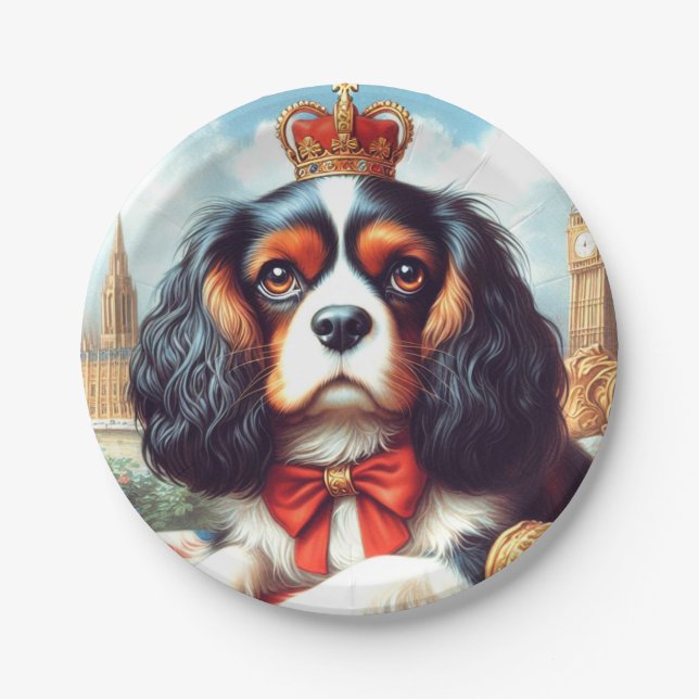 Prato De Papel Ilustração Cavalier King Charles Spaniel (Frente)