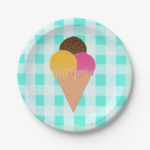 Prato De Papel Ilustração Colorida de Sorvete