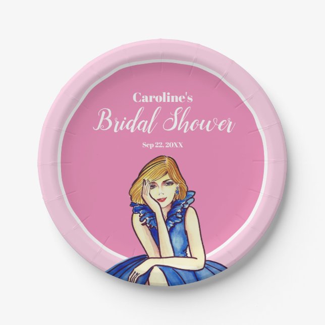 Prato De Papel Ilustração da Moda Azul-Cocktail Dark Real (Frente)