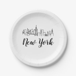Prato De Papel Ilustração da Silhueta da Cidade de Nova York