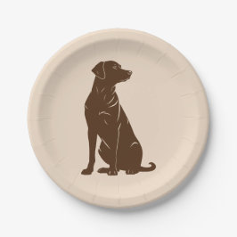 Prato De Papel Ilustração da silhueta labradora preta