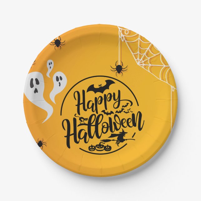 PRATO DE PAPEL ILUSTRAÇÃO DA WEB SPIDER DO GHOST BAT HALLOWEEN (Frente)