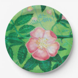 Prato De Papel Ilustração das flores rosa selvagens