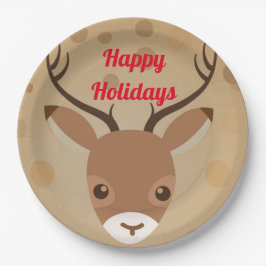 Prato De Papel ilustração das renas sobre fundo castanho