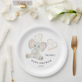 Prato De Papel Ilustração de Aquarela de Elefante Primavera de Bo