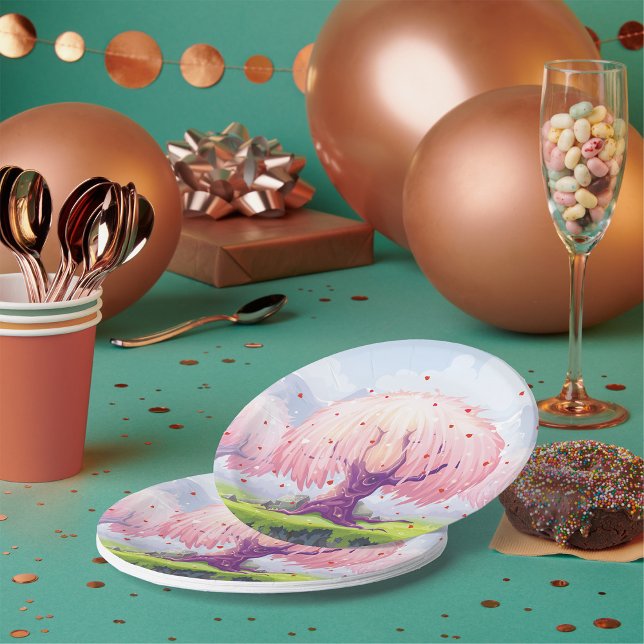 Prato De Papel Ilustração de Árvores Rosa (Criador carregado)