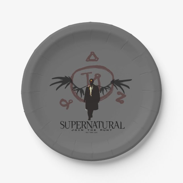 Prato De Papel Ilustração de Castiel Supernatural (Frente)