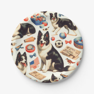 Prato De Papel Ilustração de Coleta de Borda de Cuta Vintage
