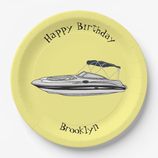 Prato De Papel Ilustração de desenho animado a motor (Frente)