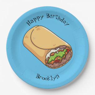 Prato De Papel Ilustração de desenho animado burrito