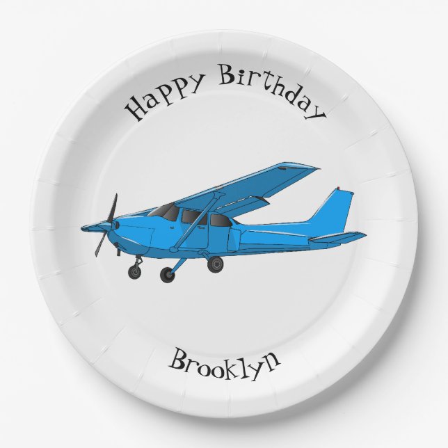 Prato De Papel Ilustração de desenho animado de aeronaves de asa  (Frente)