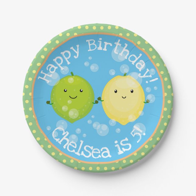 Prato De Papel Ilustração de desenho animado de amigos limões de  (Frente)