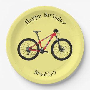 Prato De Papel Ilustração de desenho animado de bicicleta