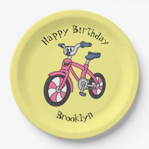 Prato De Papel Ilustração de desenho animado de bicicleta de cr
