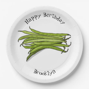 Prato De Papel Ilustração de desenho animado de feijão verde