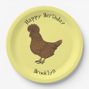 Prato De Papel Ilustração de desenho animado de frango polado Cha