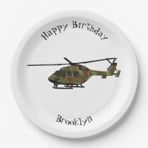 Prato De Papel Ilustração de desenho animado de helicóptero do ex