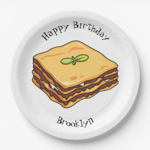 Prato De Papel Ilustração de desenho animado de Lasagna