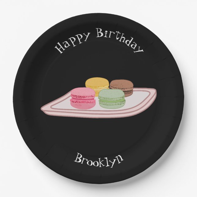 Prato De Papel Ilustração de desenho de Macaron (Frente)