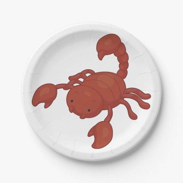 Prato De Papel Ilustração de Escorpião Vermelho (Frente)