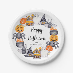 Prato De Papel Ilustração de festa feliz de Halloween fofa