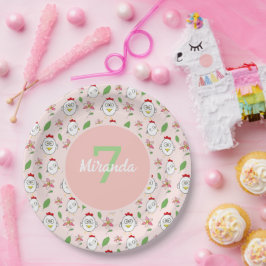 Prato De Papel Ilustração de Galinha de Cartoon Bonito