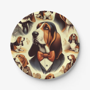 Prato De Papel Ilustração de Hound de Base de Vintage