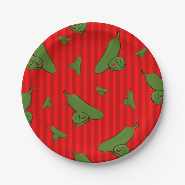 Prato De Papel Ilustração de Jalapeño (Frente)
