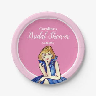 Prato De Papel Ilustração de moda de vestido de cocktail azul rea