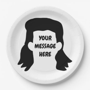 Prato De Papel Ilustração de Mullet Personalizada de Mensagem F