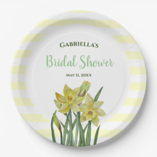 Prato De Papel Ilustração de Narcisos em Aquarela para Chá de Noi