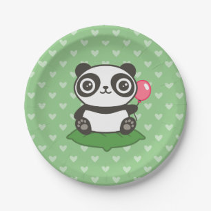 Prato De Papel Ilustração de Panda Bonita