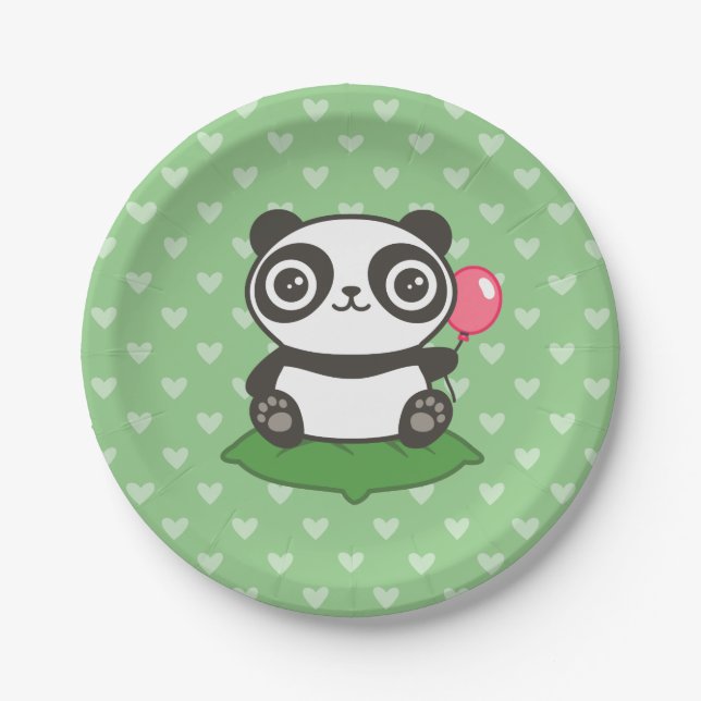 Prato De Papel Ilustração de Panda Bonita (Frente)