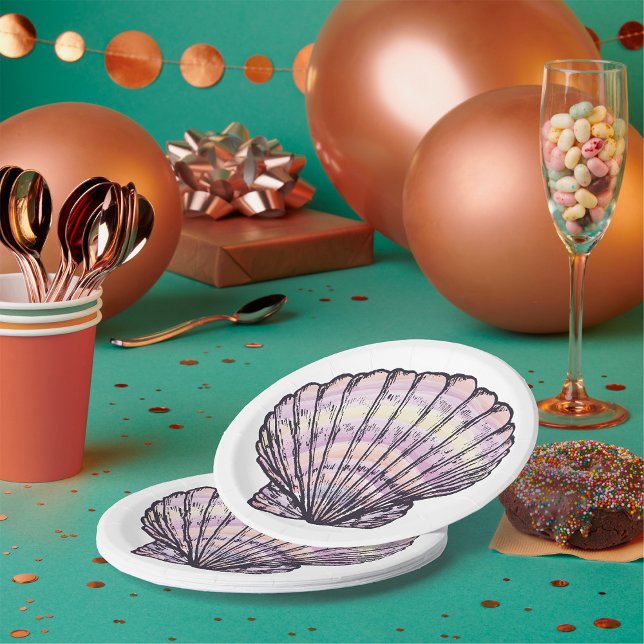 Prato De Papel Ilustração de Seashell (Criador carregado)
