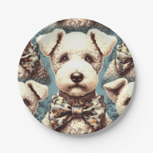 Prato De Papel Ilustração de Terrier Bedlington Retro
