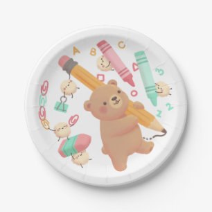 Prato De Papel Ilustração de volta às aulas do Teddy