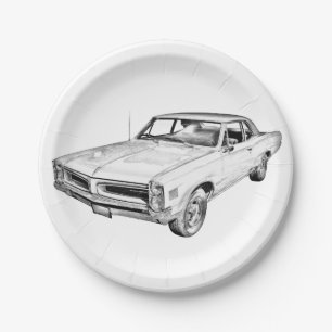 Prato De Papel Ilustração do Carro Muscular de Limão Pontiac 1