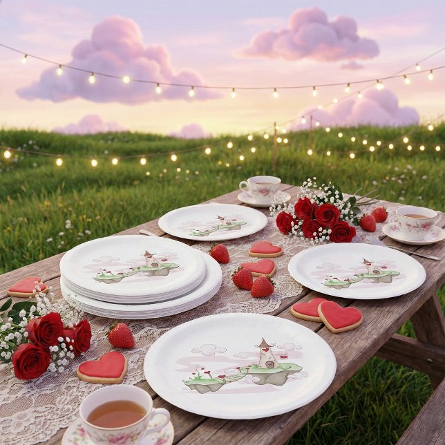 Prato De Papel Ilustração do Castelo de Amor Flutuante Fantasia R (Criador carregado)