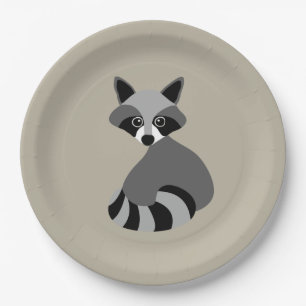 Prato De Papel Ilustração do desenho gráfico de raccoon
