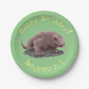 Prato De Papel Ilustração do dragão Komodo