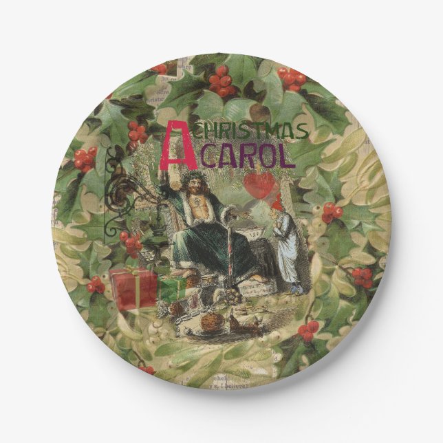Prato De Papel Ilustração do Espírito do Natal Presente Scrooge (Frente)